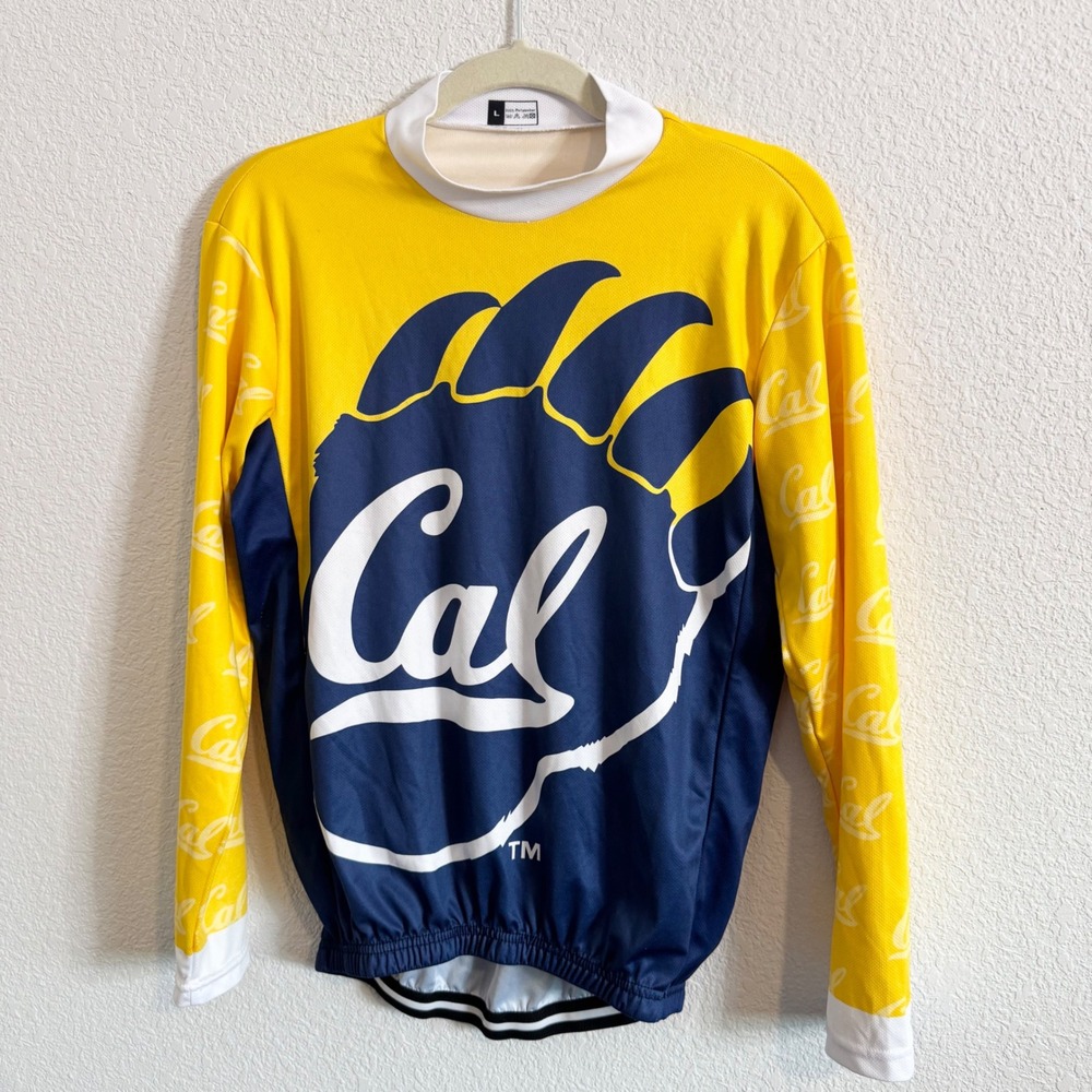 Cal Berkeley Golden Bears Cycling Jersey Long Sleeve Yellow Navy Blue Large